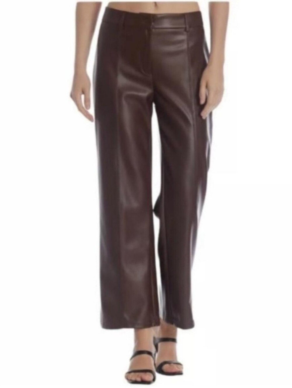 7 For All Mankind Anthropologie Brown Faux Leather Wide-Leg Pants